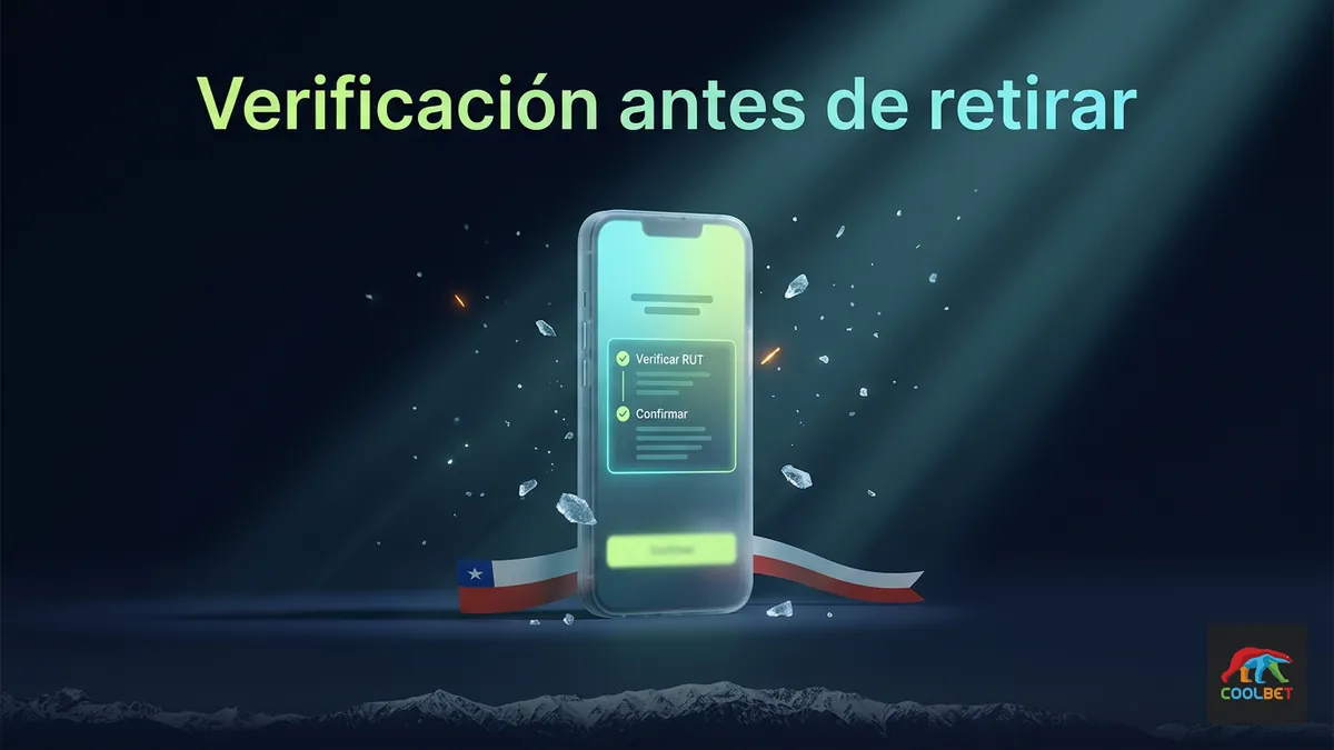 Teléfono con pantalla de verificación de RUT antes de retirar el bono de Coolbet en Chile