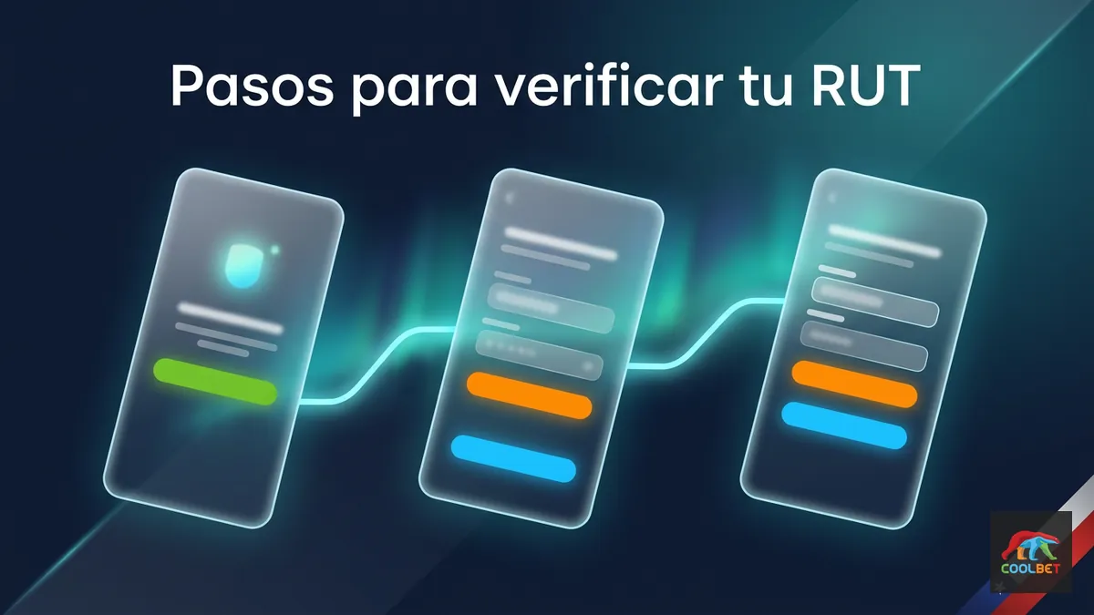 Pasos del proceso de verificación de RUT en Coolbet Chile en tres pantallas