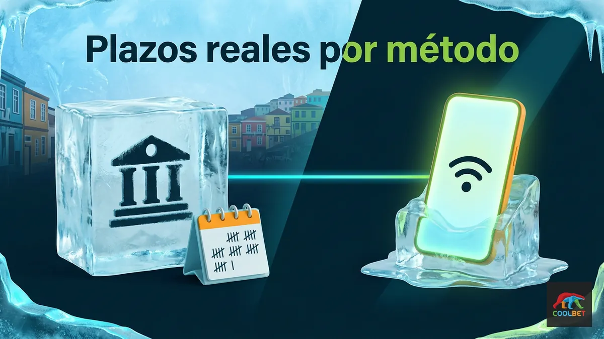 Comparación visual de plazos de retiro por transferencia bancaria y billetera electrónica en Coolbet Chile